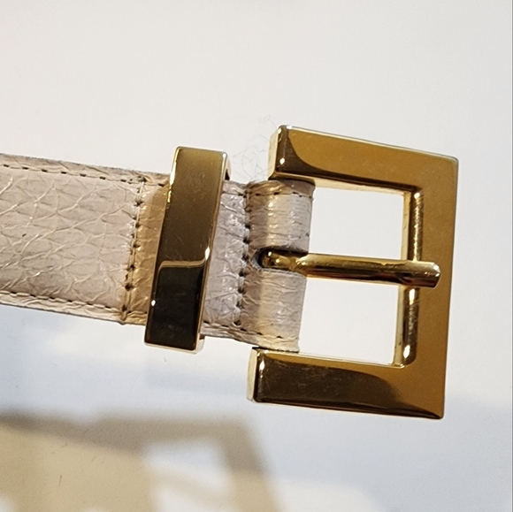 Women's Cream Genuine Sneak Leather Gold Tone Bucklet size M - Picture 4 of 11